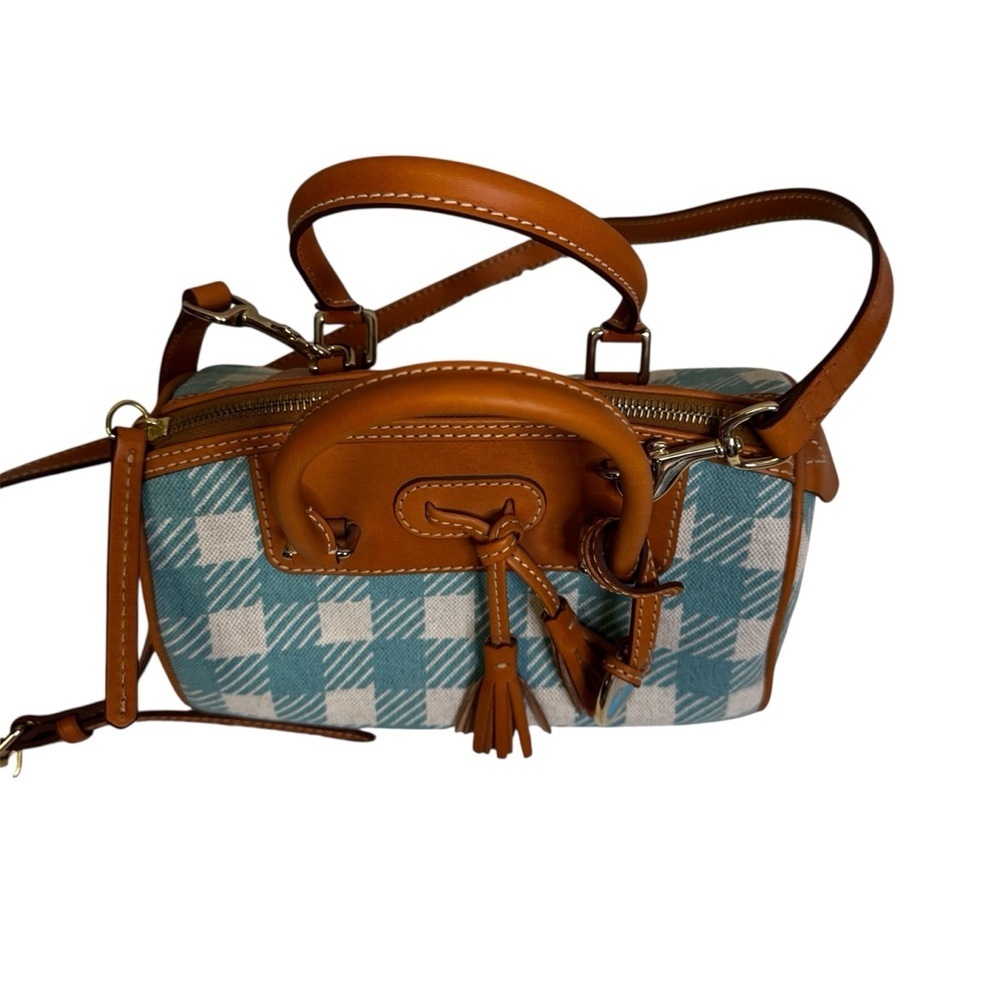 Vintage Dooney & Bourke Mini Domed Tassel Satchel Gingham 9.5”W x 6.5”H X 5”D - Picture 2 of 15